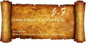 Jassinger Felicián névjegykártya